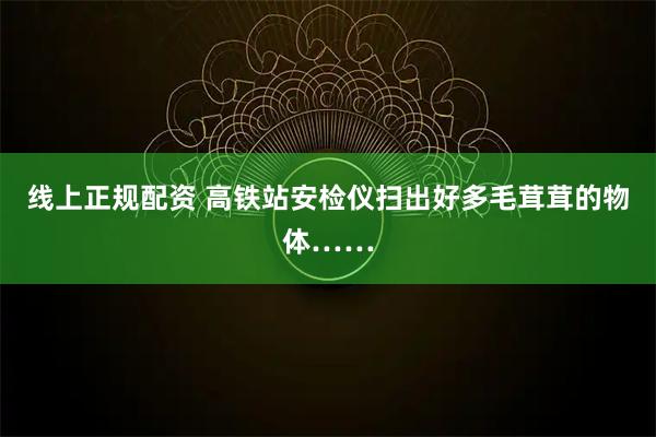 线上正规配资 高铁站安检仪扫出好多毛茸茸的物体……