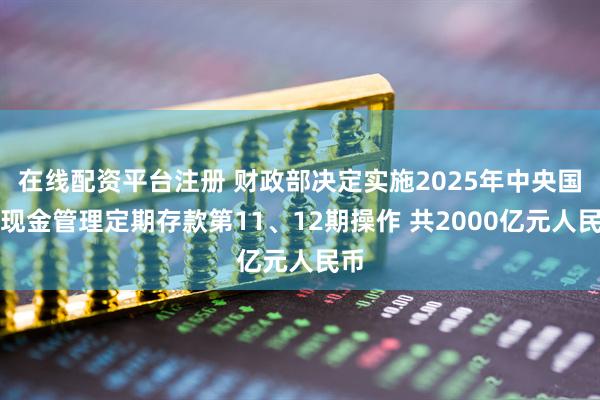在线配资平台注册 财政部决定实施2025年中央国库现金管理定期存款第11、12期操作 共2000亿元人民币